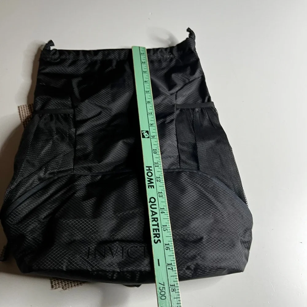 Paco Rabanne Invictus Black Ripstop Drawstring Backpack Gym Bag Rabanne Logo